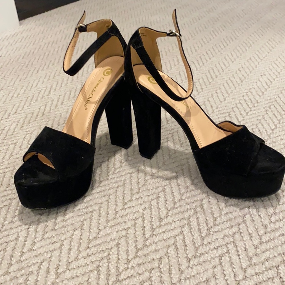 Six Inch black platform heels